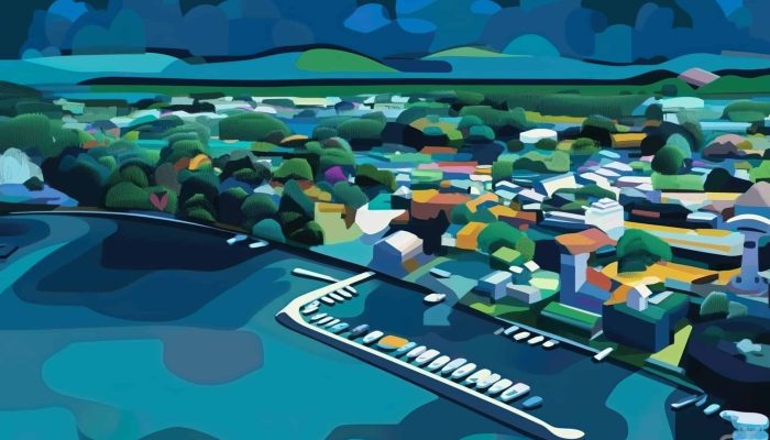 An abstract artistic interpretation of Yvoire in France.